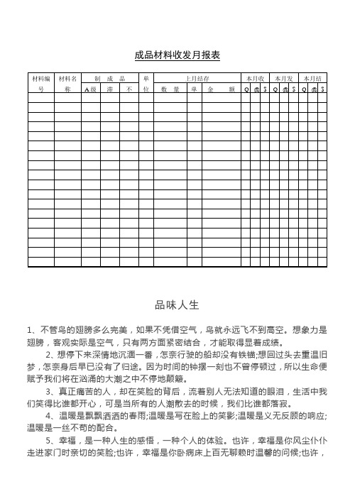 成品材料收发月报表.doc