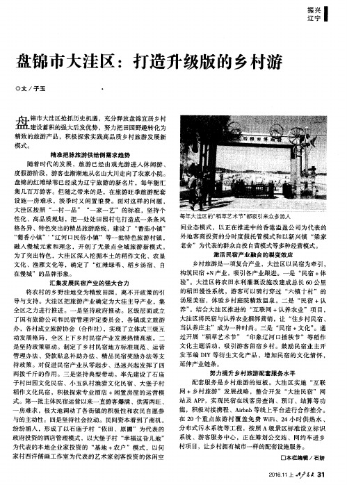 盘锦市大洼区：打造升级版的乡村游