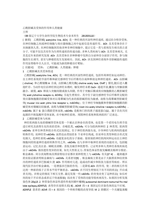 乙酰胆碱及受体的作用和与人类健康的关系