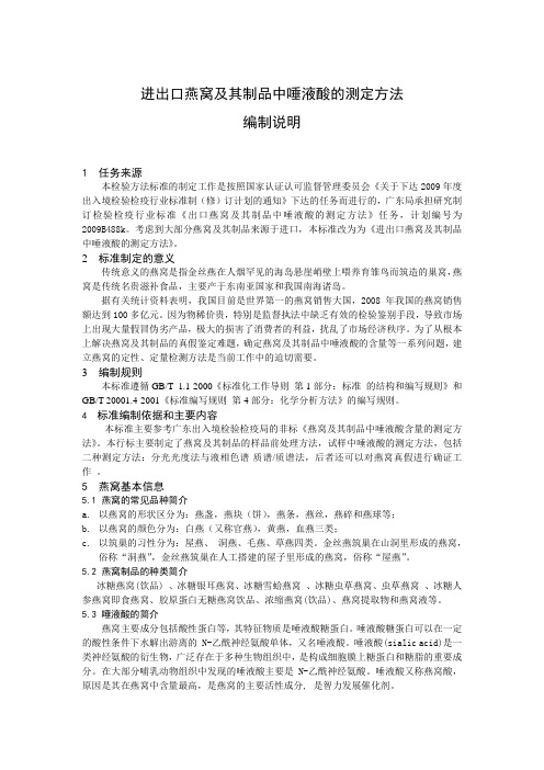 进出口燕窝及其制品中唾液酸含量的检测方法