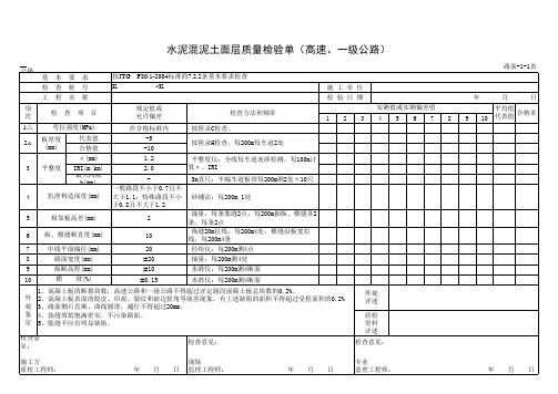 施工单位路面质检表(1)