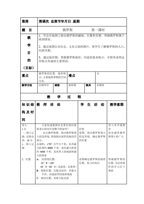 俄罗斯第一课时