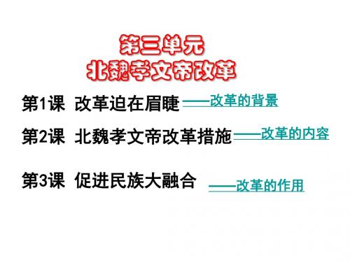 高中历史人教版选修一第三单元《北魏孝文帝改革》课件(共25张PPT)