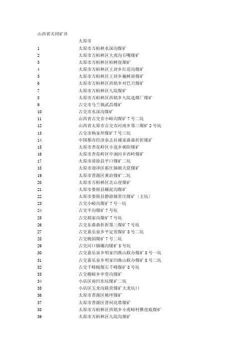 山西省关闭矿井