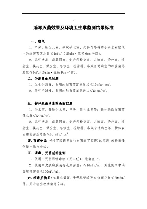 环境卫生学监测结果标准