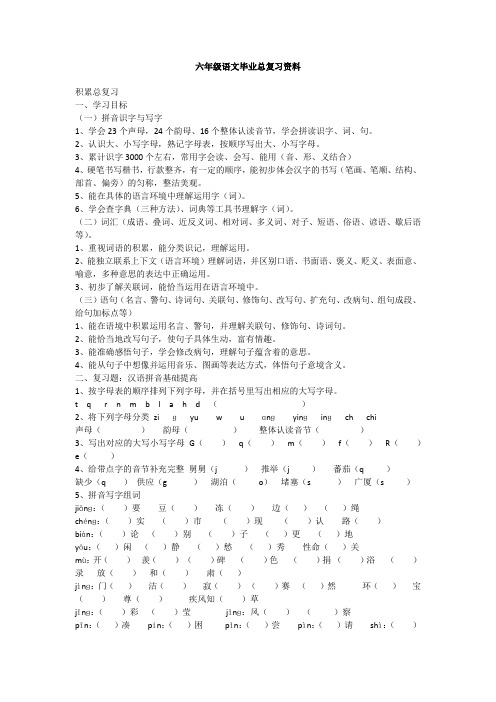 六年级语文毕业总复习资料