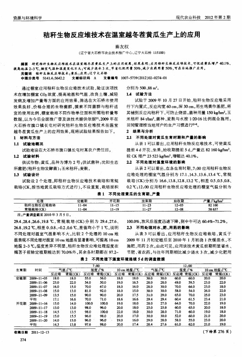 秸秆生物反应堆技术在温室越冬茬黄瓜生产上的应用