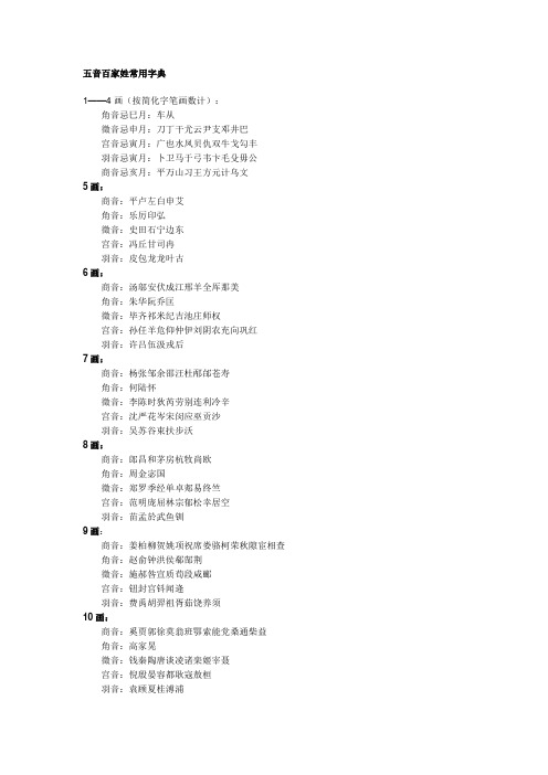 五音百家姓常用字典