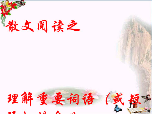 高考复习散文阅读之理解重要词语(或短语)的含义ppt