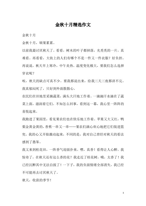 金秋十月精选作文