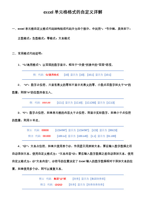excel单元格格式的自定义详解