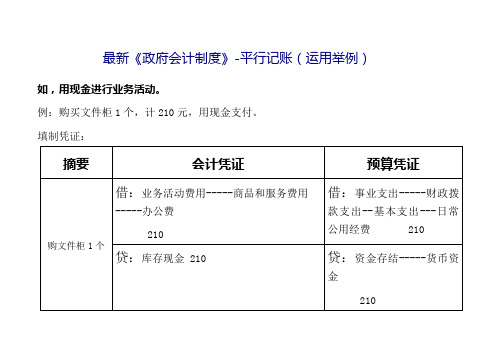 政府会计制度平行记账运用举例