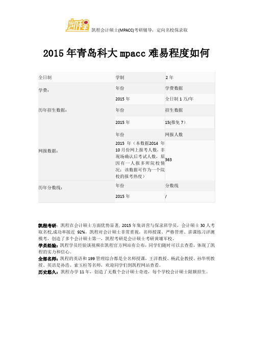 2015年青岛科大mpacc难易程度如何