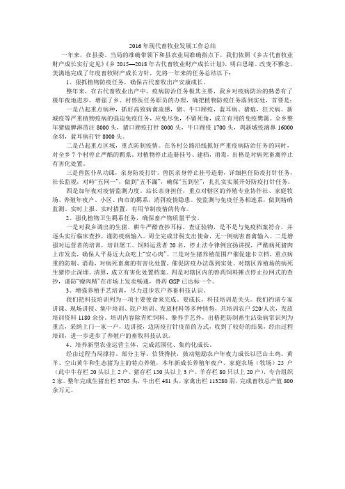 2016年现代畜牧业发展工作总结