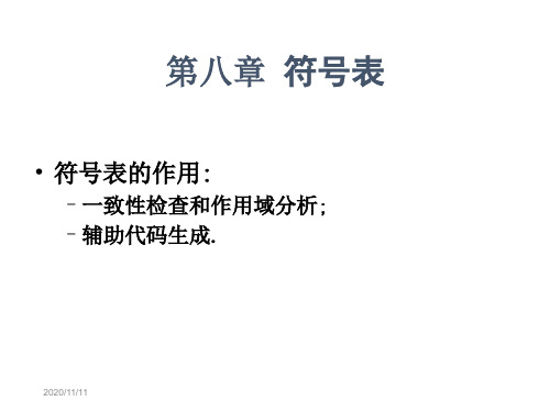 第八章 符号表 编译原理-国防科技大学课件