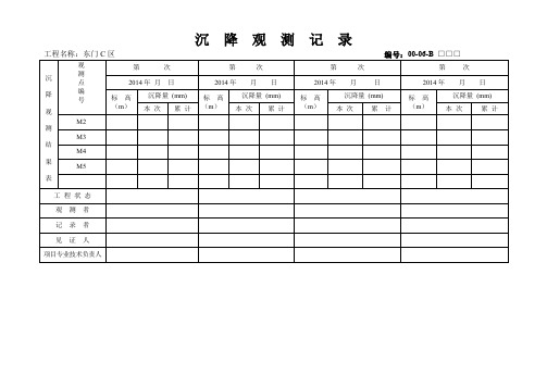沉降观测记录表格13912
