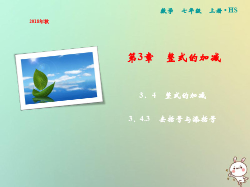 【精品推荐】2020年秋七年级数学上册 第3章 整式的加减 3.4.3 去括号与添括号课件 (新版)华东师大版