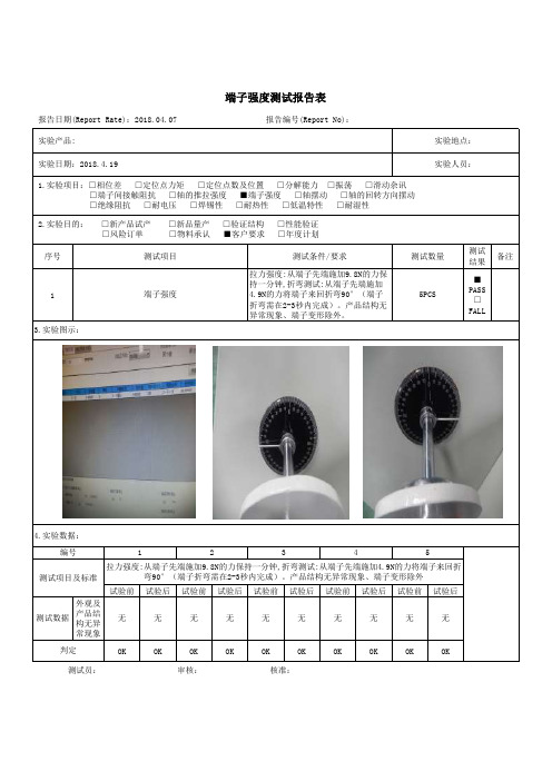 端子强度测试报告表