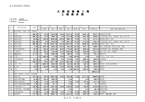 某大酒店装饰工程报价