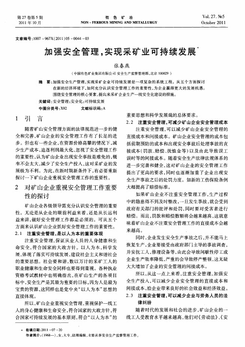 加强安全管理,实现采矿业可持续发展