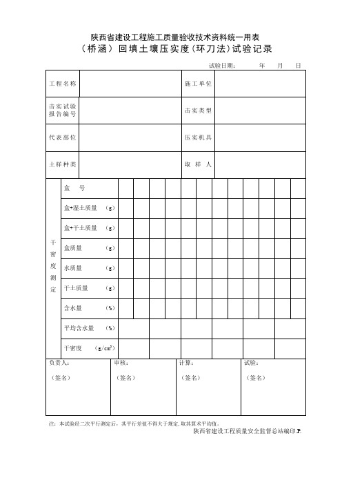 C6-14(桥涵)回填土压实度检验记录