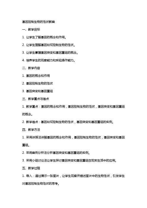 基因控制生物的性状教案