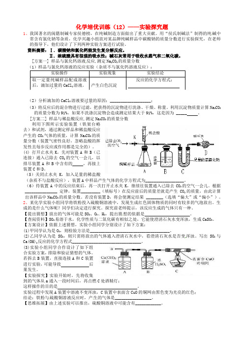 广东省五华县华新中学2016届九年级化学培优试题12