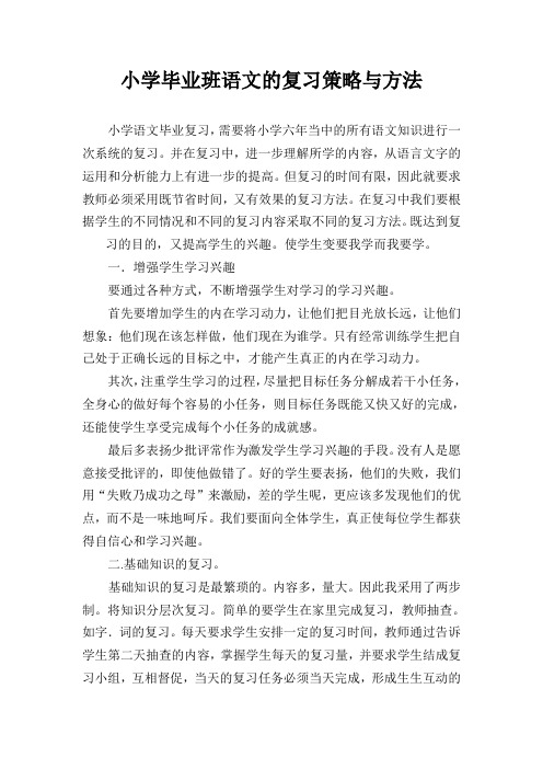 小学毕业班语文的复习策略与方法