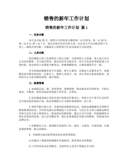 销售的新年工作计划