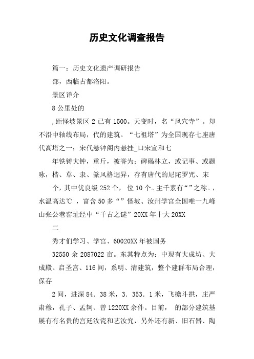 历史文化调查报告[工作范文]
