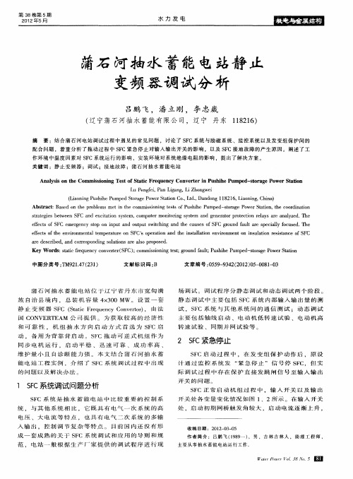 蒲石河抽水蓄能电站静止变频器调试分析