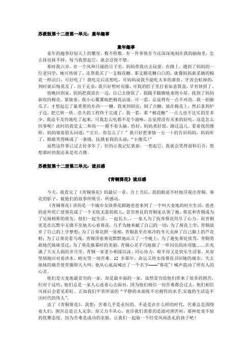 苏教六下各单元习作