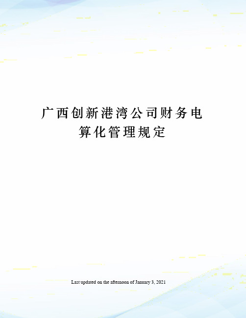 广西创新港湾公司财务电算化管理规定