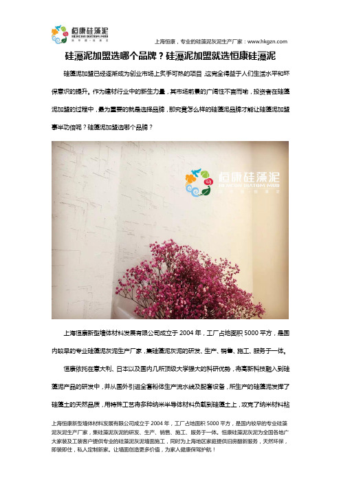 硅藻泥加盟选哪个品牌？硅藻泥加盟就选恒康硅藻泥