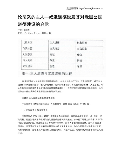 论尼采的主人—奴隶道德说及其对我国公民道德建设的启示