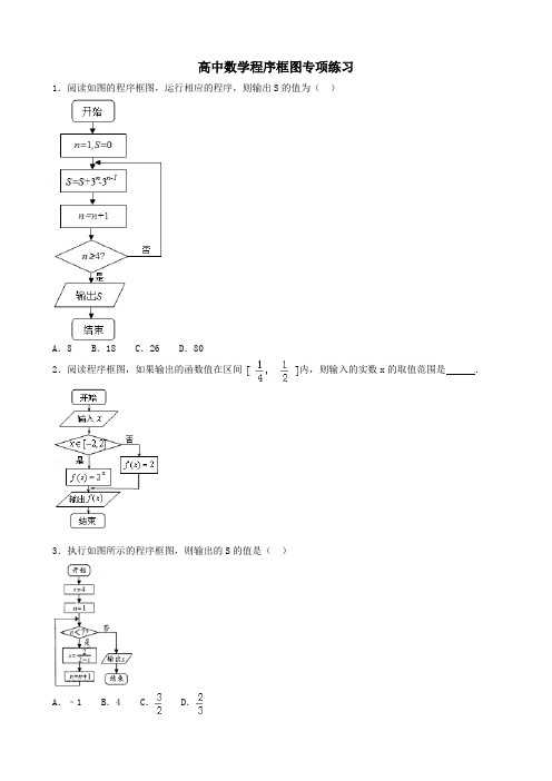 高中数学程序框图专项练习