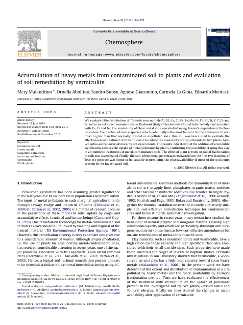 Accumulation of heavy metals from contaminated soil to plants and evaluation