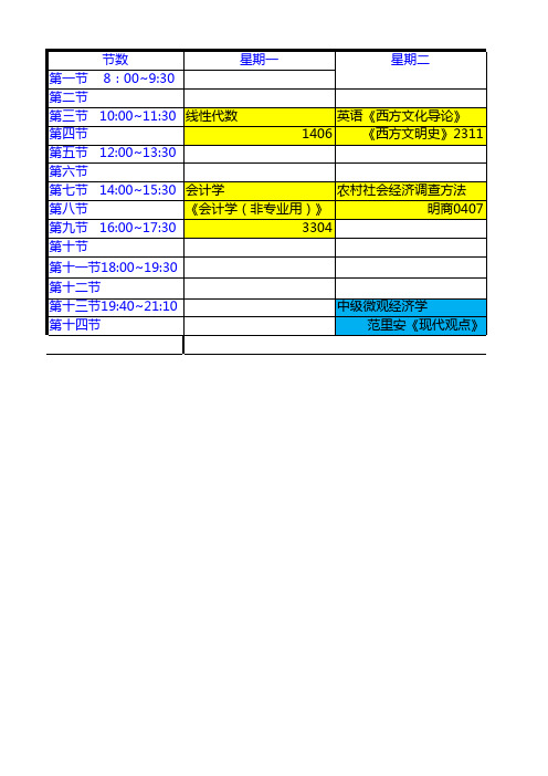 2012~2013秋季课程表
