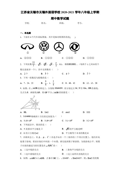 2020-2021学年八年级上学期期中数学试题310