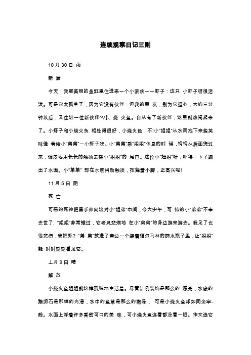 连续观察曰记三则_六年级日记