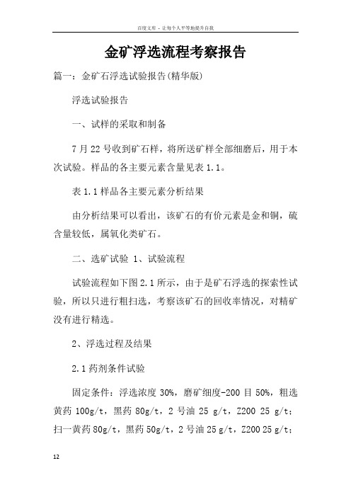 金矿浮选流程考察报告