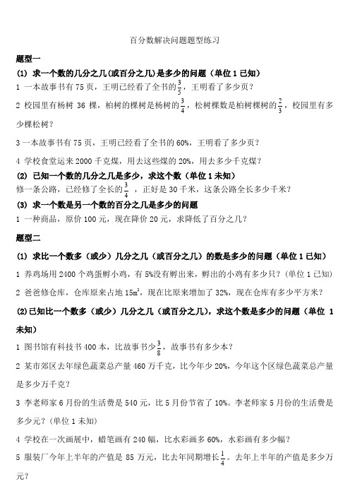 六年级分数百分数解决问题专项训练1