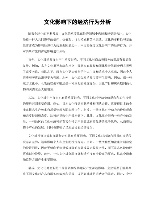 文化影响下的经济行为分析