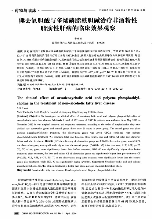 熊去氧胆酸与多烯磷脂酰胆碱治疗非酒精性脂肪性肝病的临床效果观察