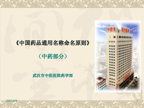 中国药品通用名称命名原则
