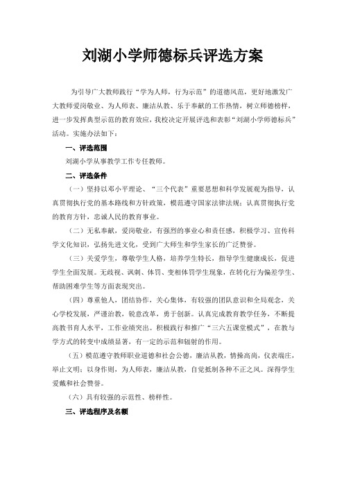 刘湖小学师德标兵评选方案