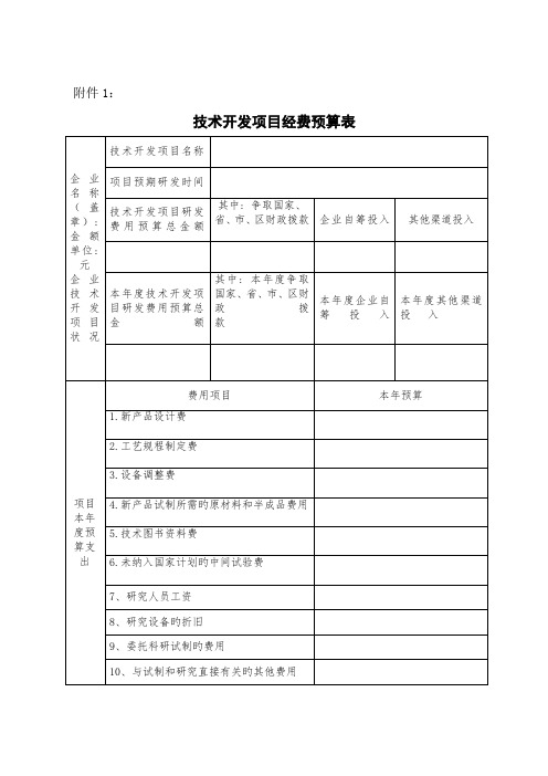 研发支出项目预算表