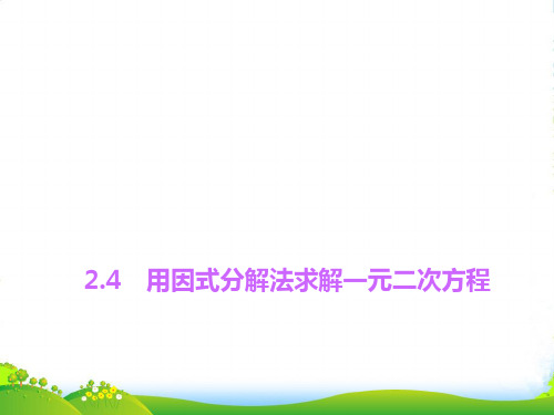 新北师大版九年级数学上册《用因式分解法求解一元二次方程》优课件(共14张PPT)