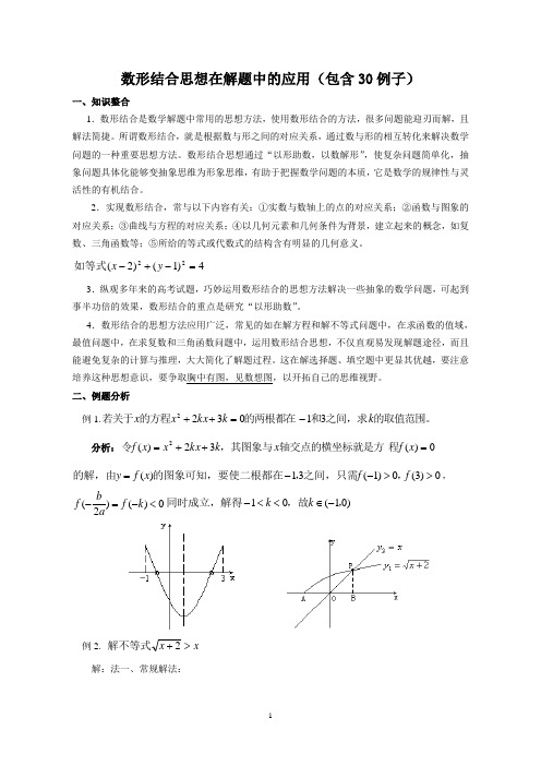 数形结合思想在解题中的应用(包含30例子)汇总