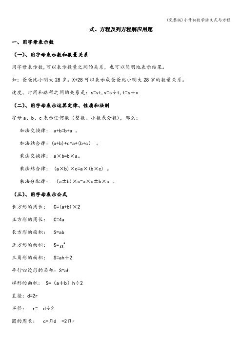 (完整版)小升初数学讲义式与方程